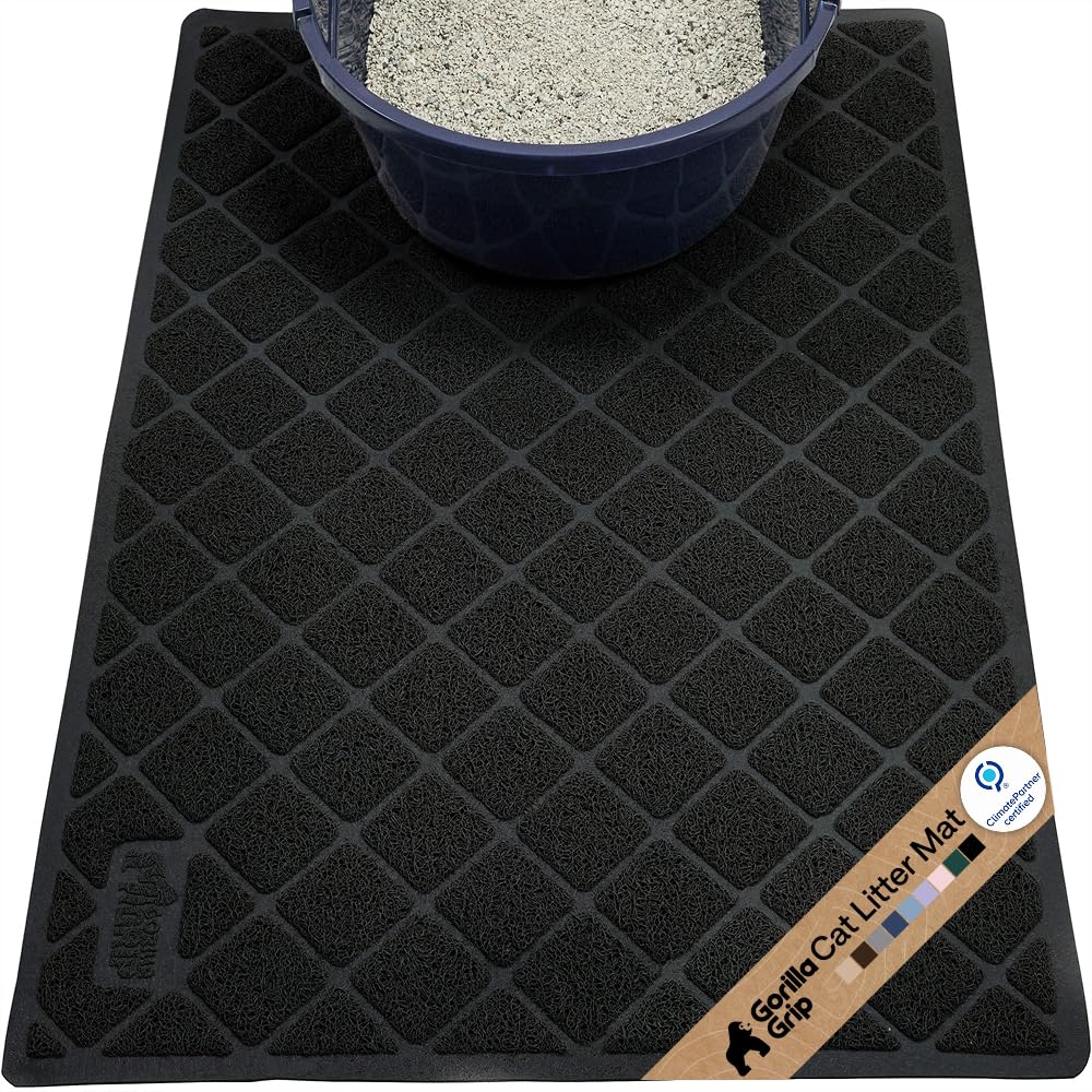 GORILLA GRIP tapis-litiere-chat-face-superieure: maillage épais capte les grains et contient la litière.