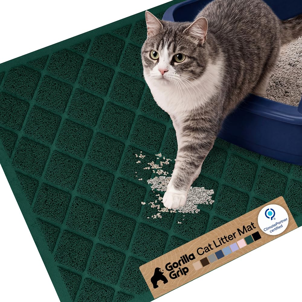 Tapis Gorilla Grip, maillage coussiné, capte les grains près du bac.
