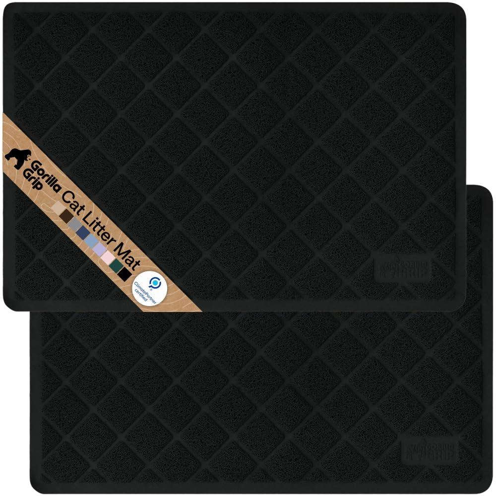 GORILLA GRIP tapis litière chat; maillage dense capture les grains et protège le sol.