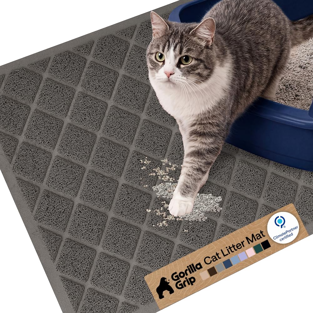 GORILLA GRIP tapis-litiere-chat maille coussinée à ressorts, capture efficace des granulés
