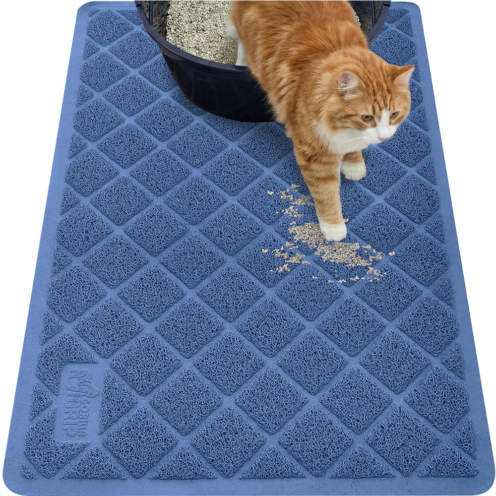 Tapis Gorilla Grip avec mailles rembourrées capture efficacement la litière et protège le sol.