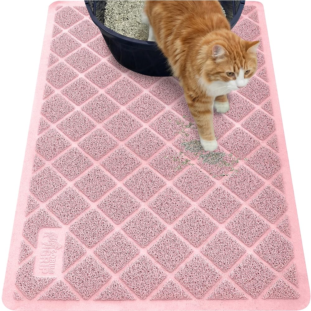 Gorilla Grip Tapis Litière Chat Original: maillage robuste retient les grains et protège le sol.
