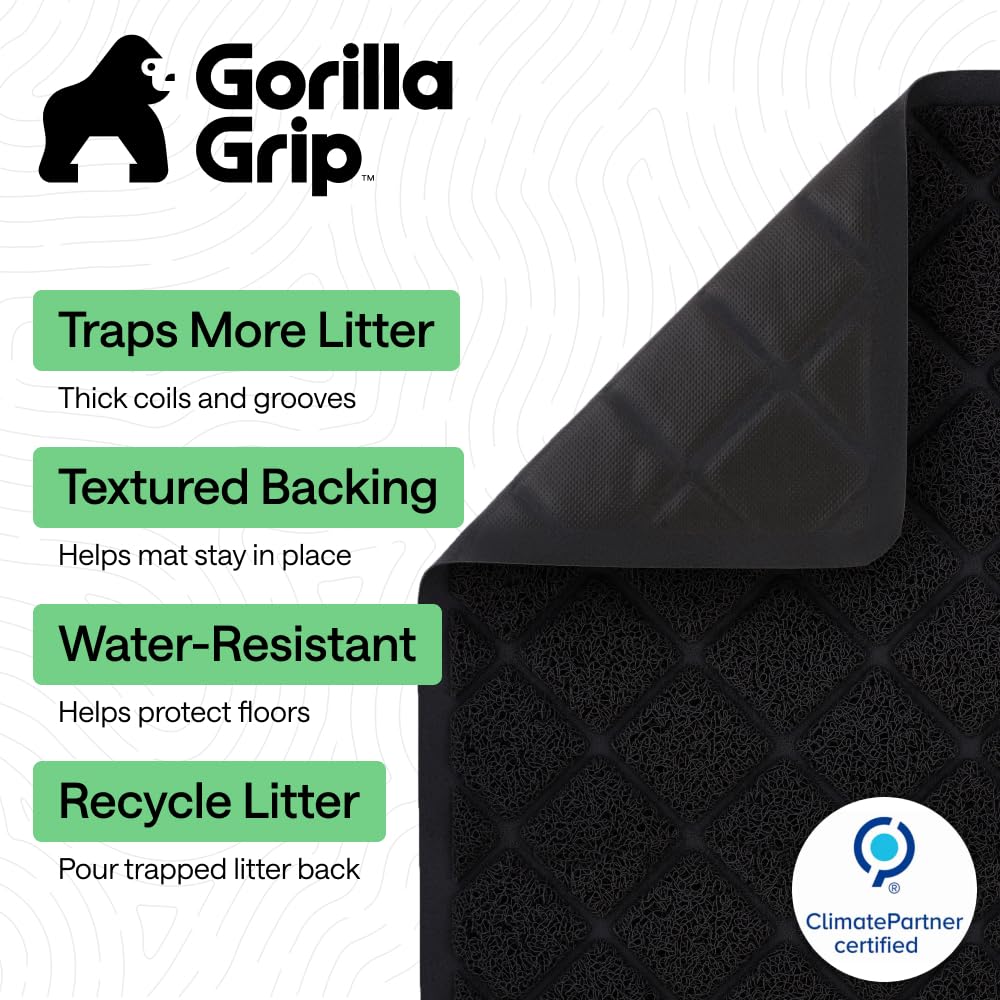 GORILLA GRIP tapis-litiere-chat-rainures-profondes: collecte les grains et garde le sol propre.