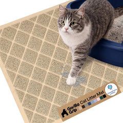 Gorilla Grip Tapis Litière Chat - trappe litière ressorts mailles, capte les grains et protège le sol.