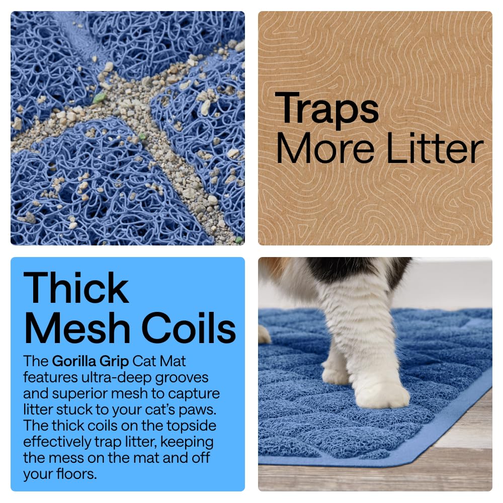 GORILLA GRIP Tapis Litière: dos texturé anti-glisse pour rester en place.