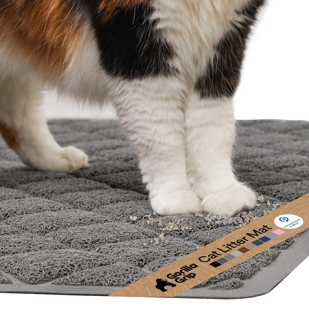 GORILLA GRIP Tapis litière avec maillage dense retient les grains près de la caisse.