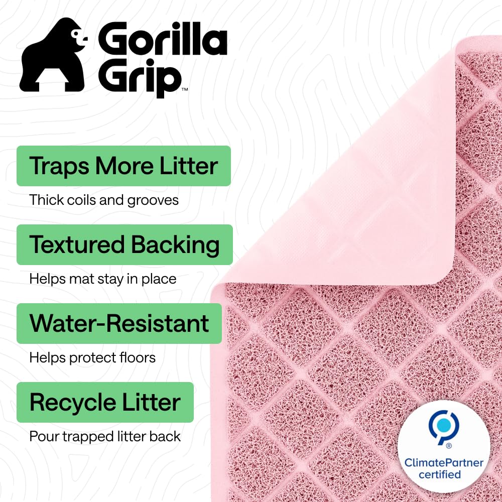 Gorilla Grip Tapis Litière montre des rainures profondes qui retiennent la litière.