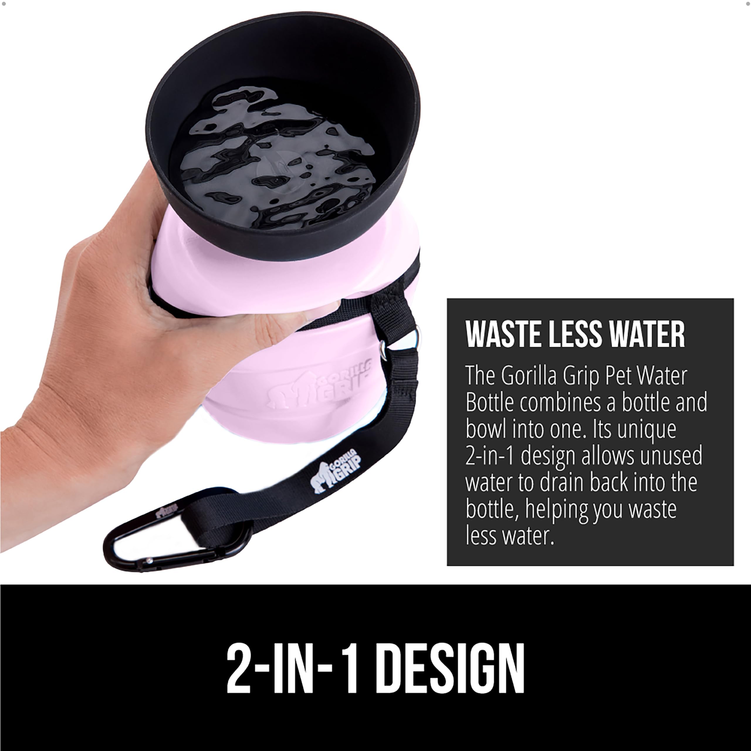 GORILLA GRIP: bouchon verrouillable évitant les fuites lors des trajets.