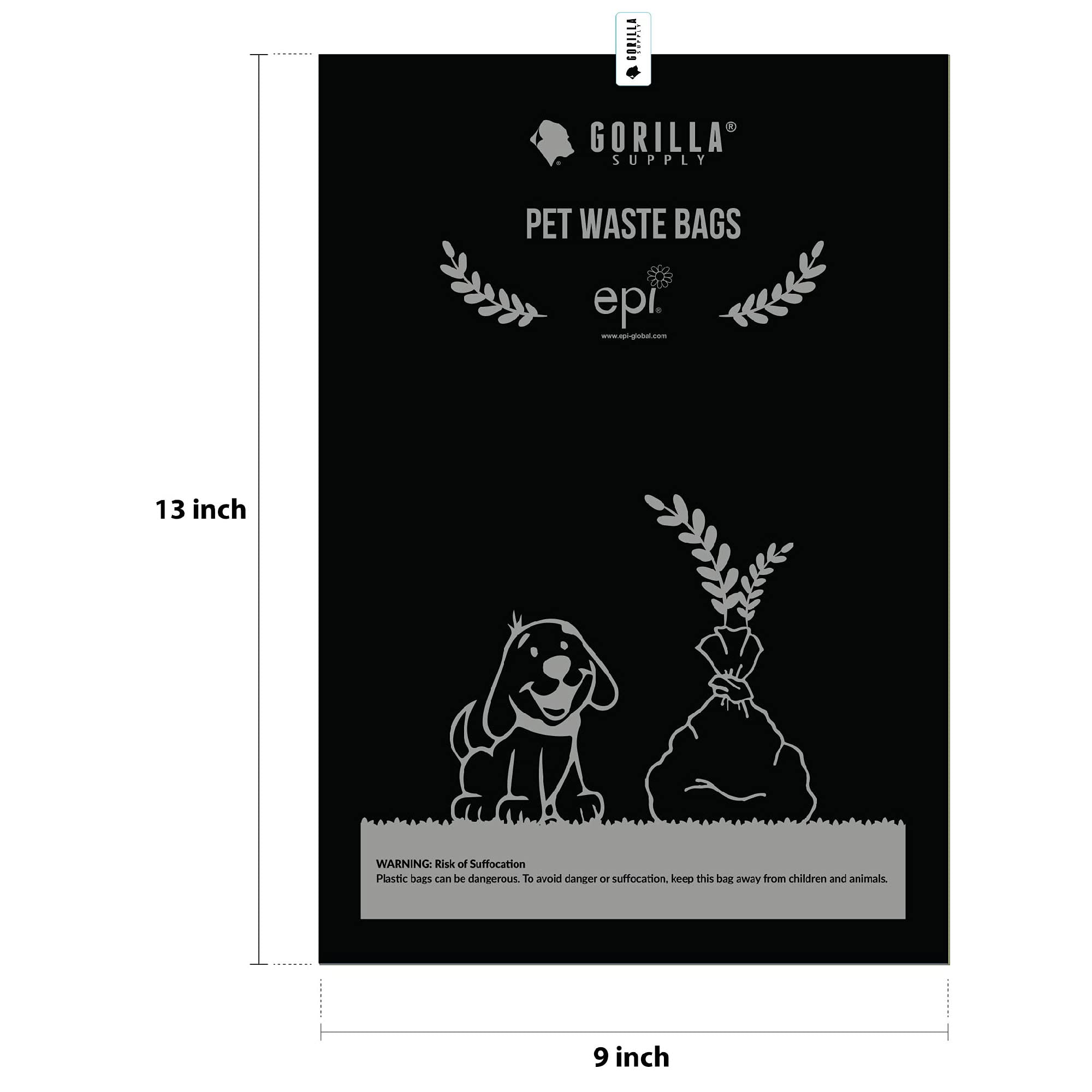 GORILLA SUPPLY – Sacs 9x13 pouces adaptés à toutes les tailles de chiens.