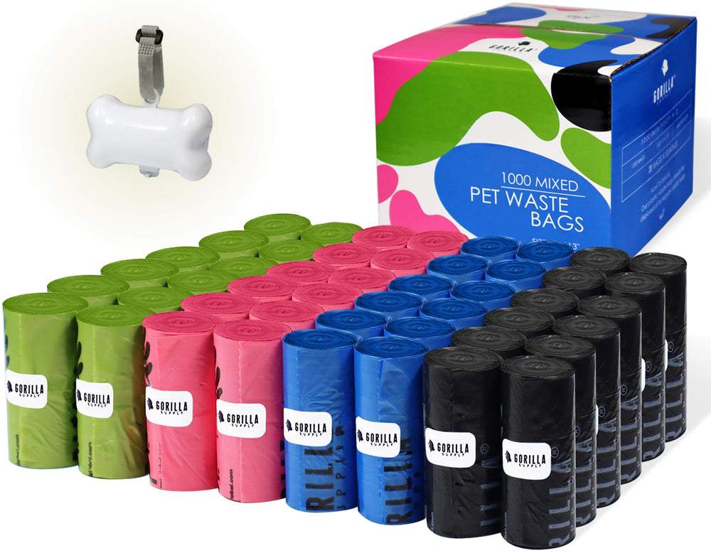Sacs Gorilla Supply multicolores avec distributeur pour balades propres.