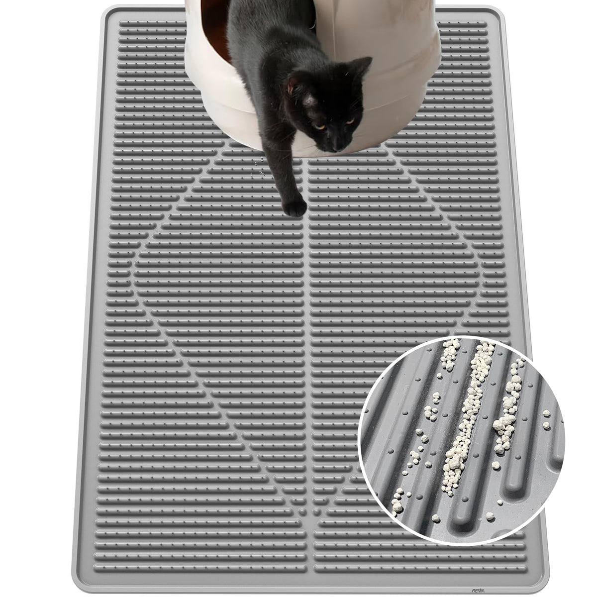 Gosmol tapis litière chat XXL offre grande couverture et capture les grains.