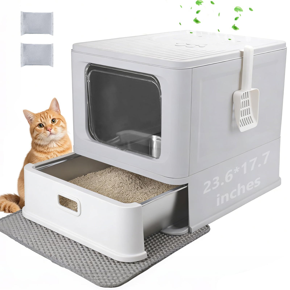GOYJOY boite-litiere-inox-fermante: anti-fuite et nettoyage simple.
