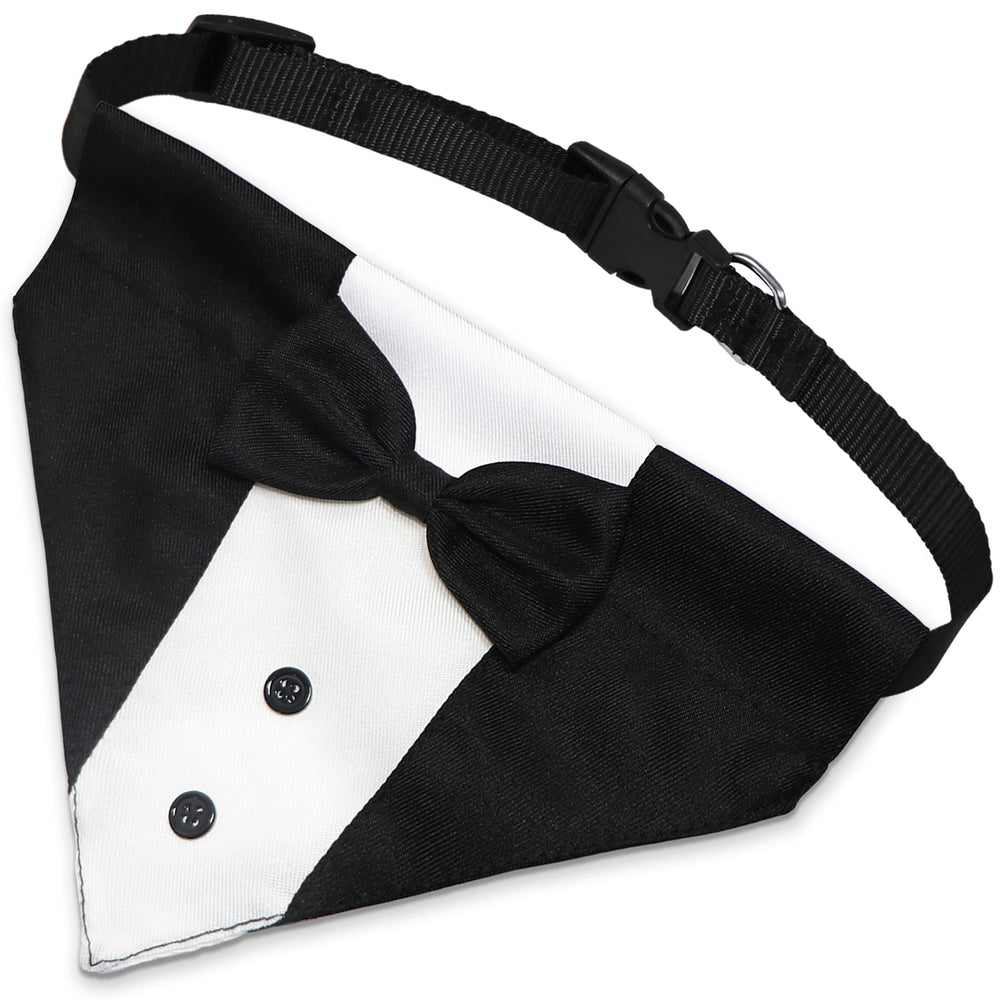 GOYOSWA bandana tuxedo chien, accessoire chic et facile à porter.
