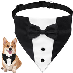 GOYOSWA tuxedo chien noeud papillon, élégant pour mariage et fêtes.