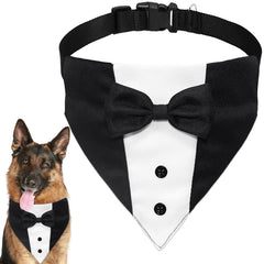 GOYOSWA Tuxedo chien bandana noir et blanc, look formel