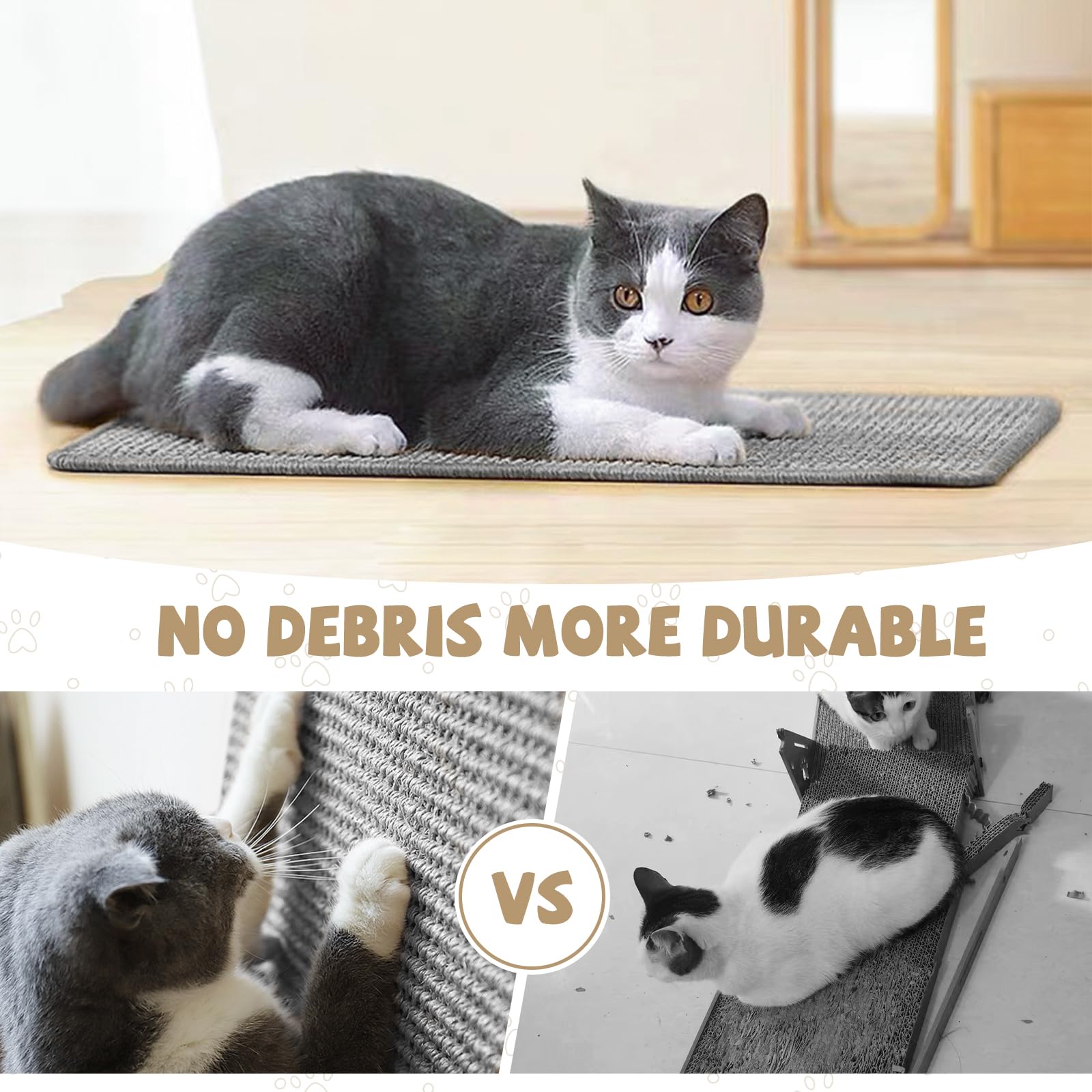 Graciadeco tapis sisal non toxique chat, sûr pour les griffes et la curiosité.