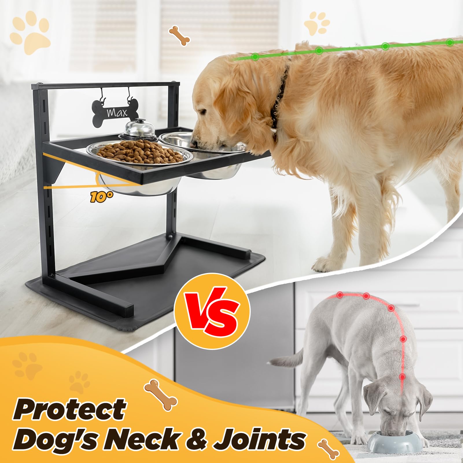 Grand Line support-chien-tilt-10-degres: angle de 10° favorisant une digestion fluide.