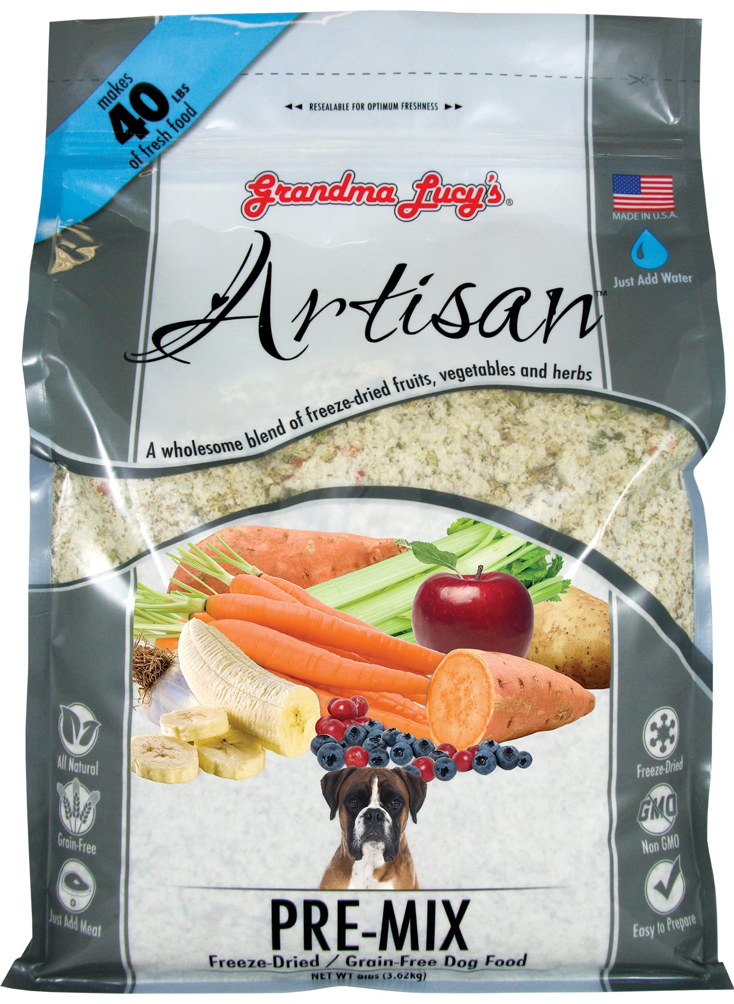 Grandma Lucy's Artisan Pre-Mix chien sachet 8lb – pratique et rapide à préparer