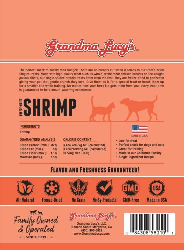 Grandma Lucy's crevettes détail: morceaux lyophilisés qui préservent les nutriments
