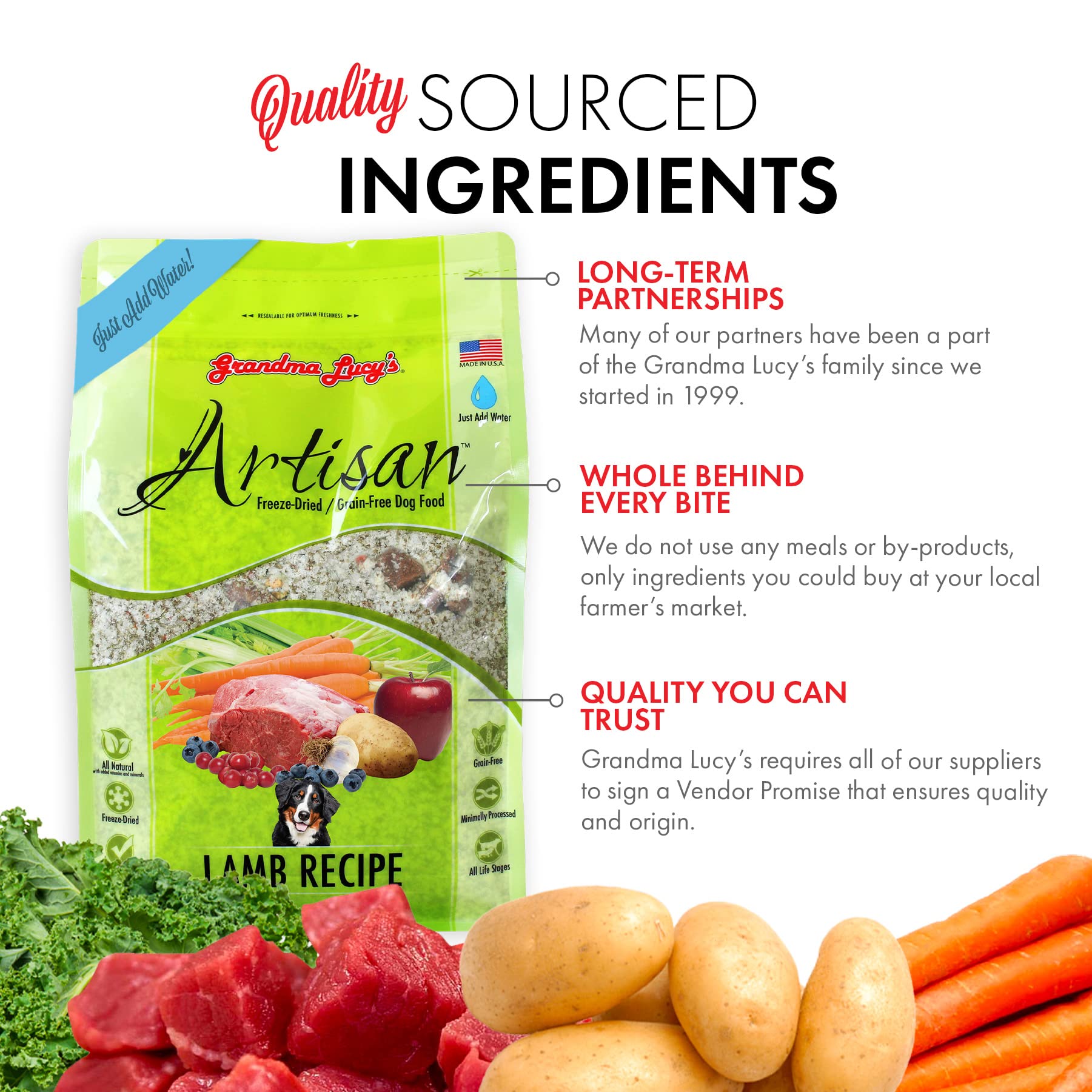 Grandma Lucy's sans céréales et sans sous-produits pour chiens sensibles.