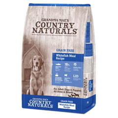 Nourriture sèche Grandma Mae's pour chien au poisson blanc, sac 14-lb, soutien nutritionnel.
