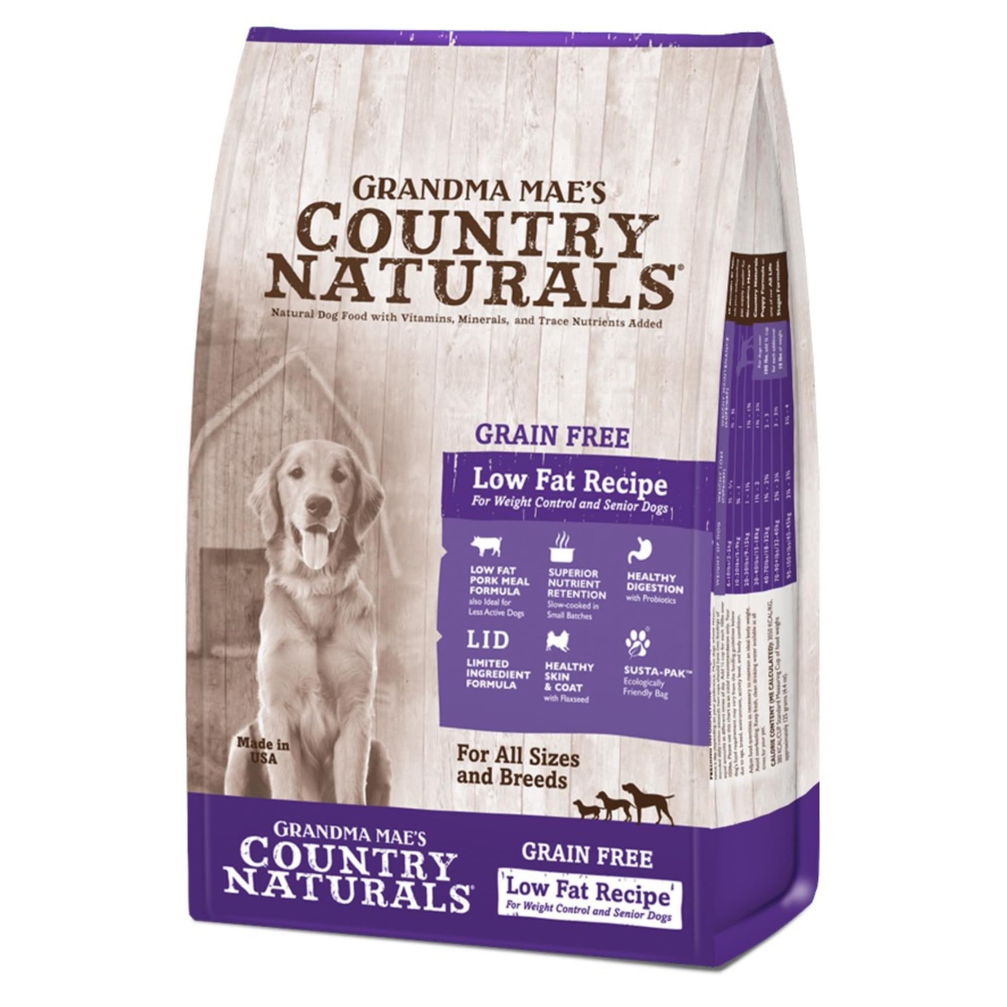 Grandma Mae's Country Naturals – nourriture sèche pour chien au porc sans céréales, nutrition concentrée pour chiens