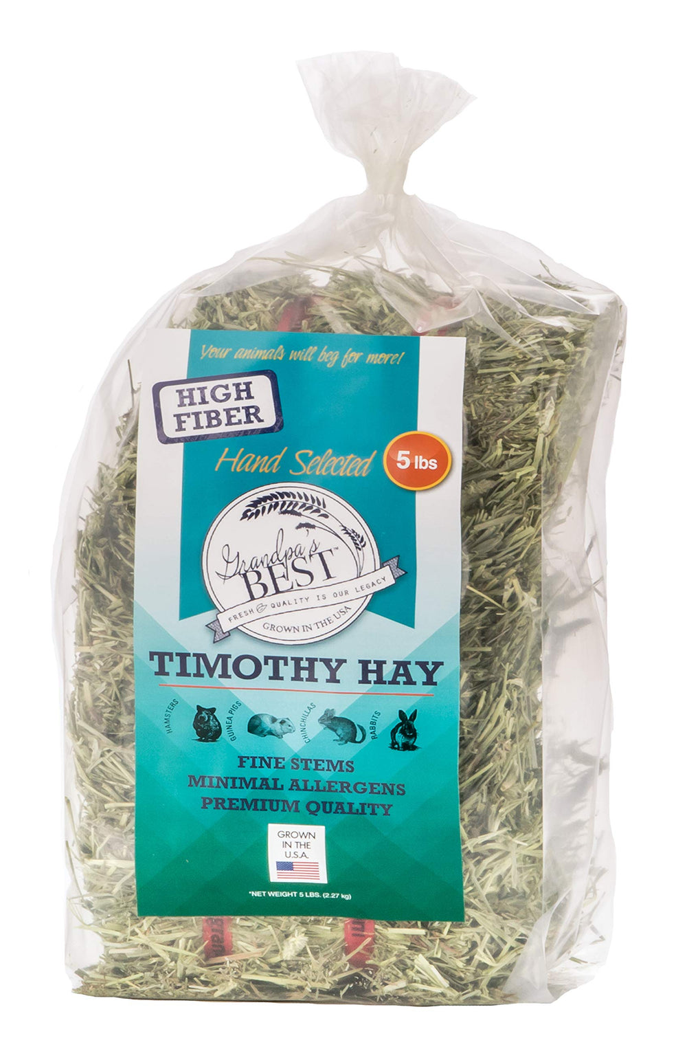 Marque Grandpa's Best ballot de foin Timothy, texture douce pour digestion.