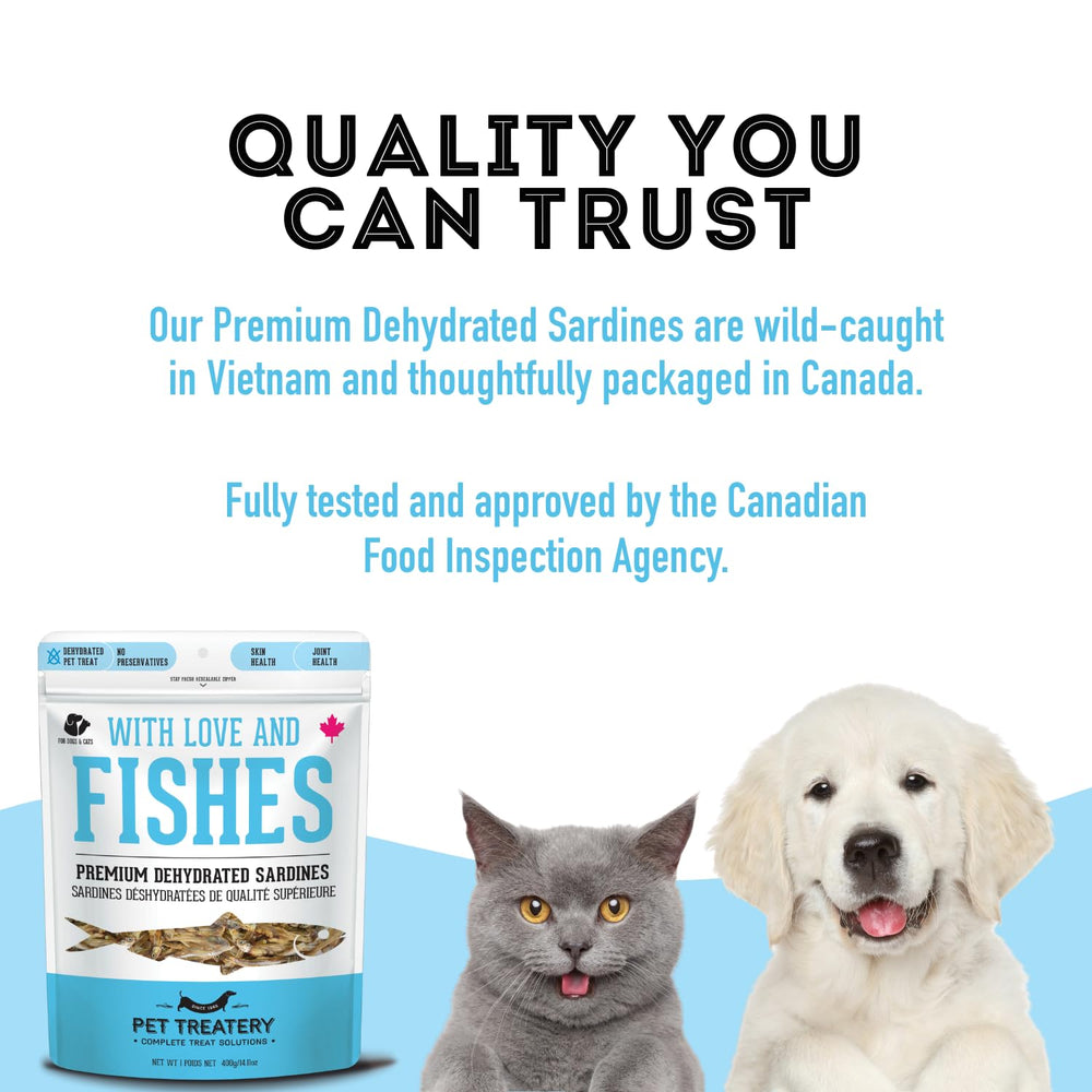 The Granville Island Pet Treatery sardines omega-3, soutien potentiel pour le pelage.