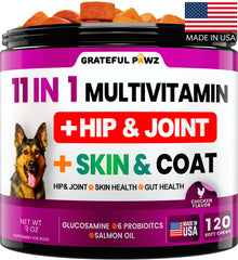 Grateful Pawz multivitamine pour chien – bouteille de friandises, soutien énergie et bien-être