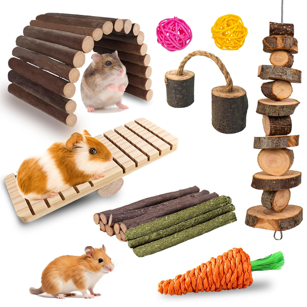 Grddaef pont-echelle bois-pomme: aire de jeux naturelle pour petits rongeurs.