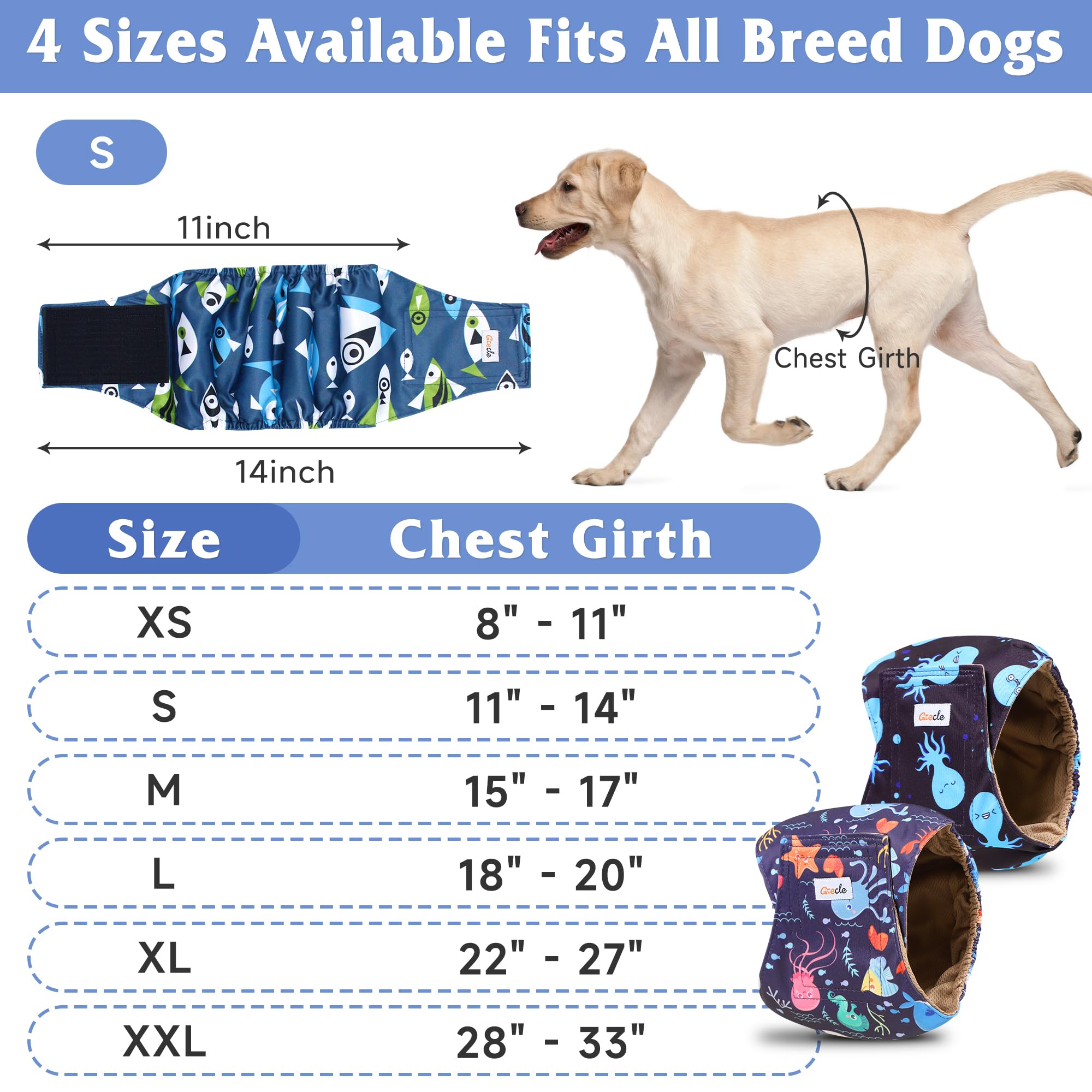 Grecle 5-pack couches chien mâle motif 02, ajustement fiable et sans fuite.