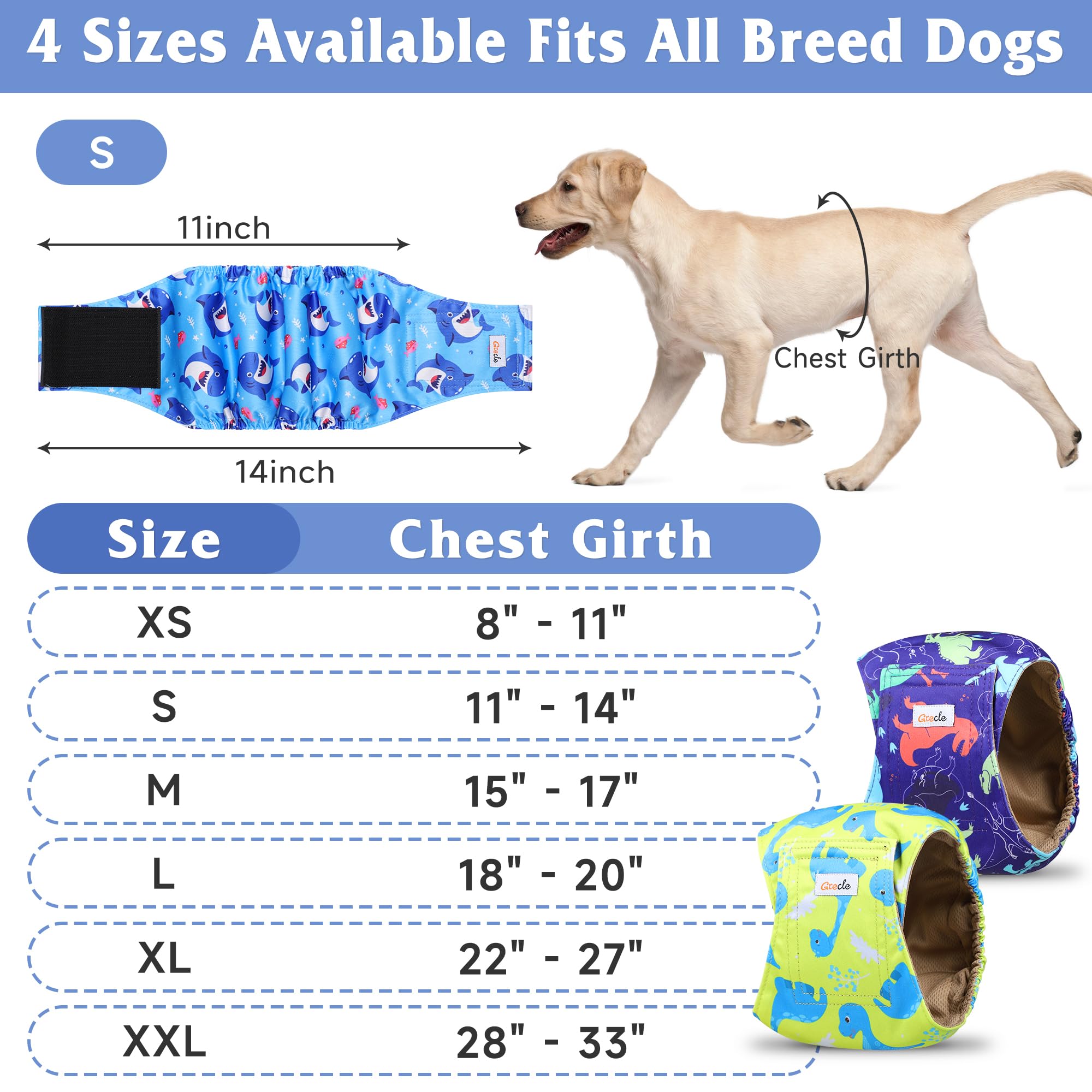 Grecle bandes ventrales pour chien mâle haut de gamme, confort et protection