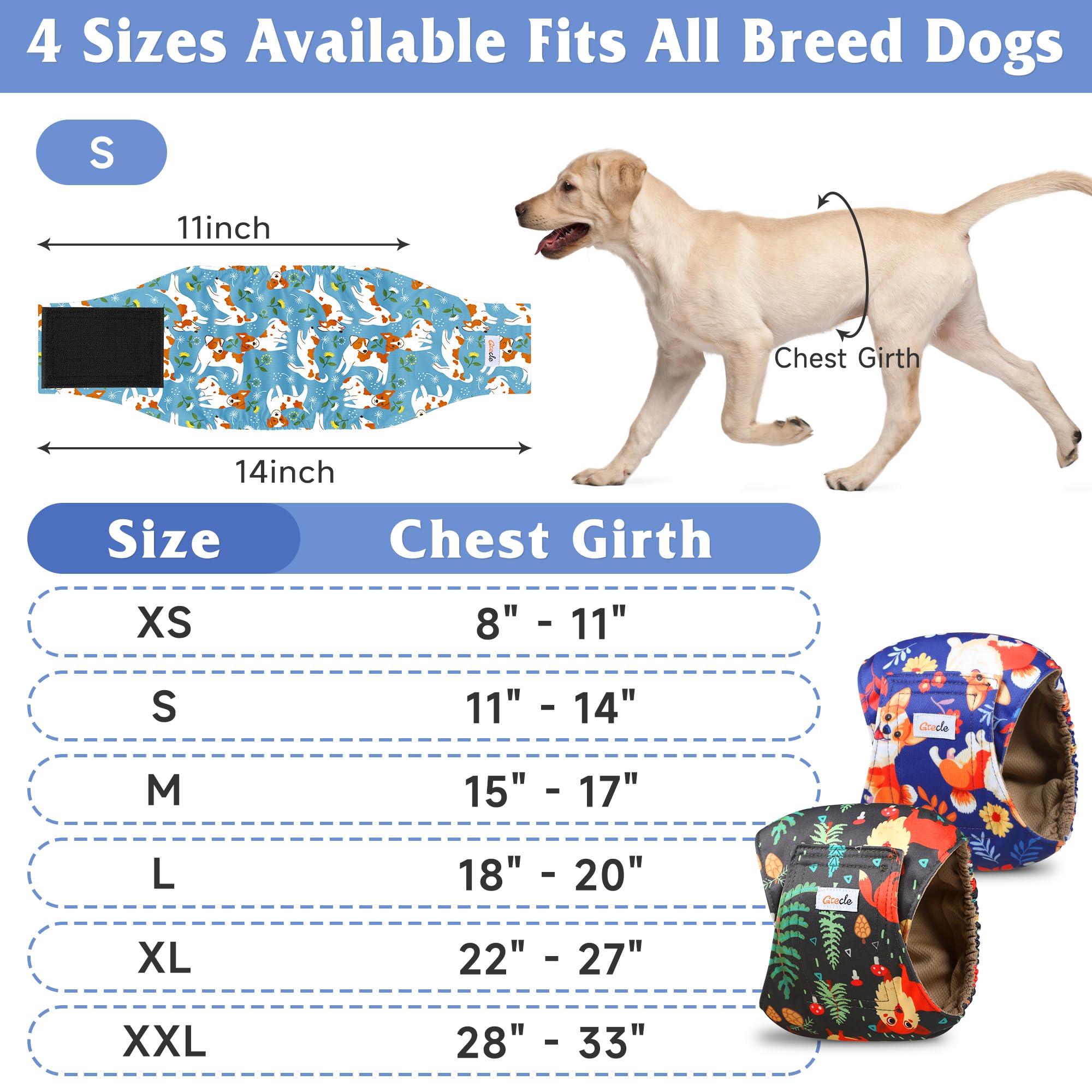Grecle bandes-ventrales-chien-male-impermeables: évitent les fuites quotidiennes.