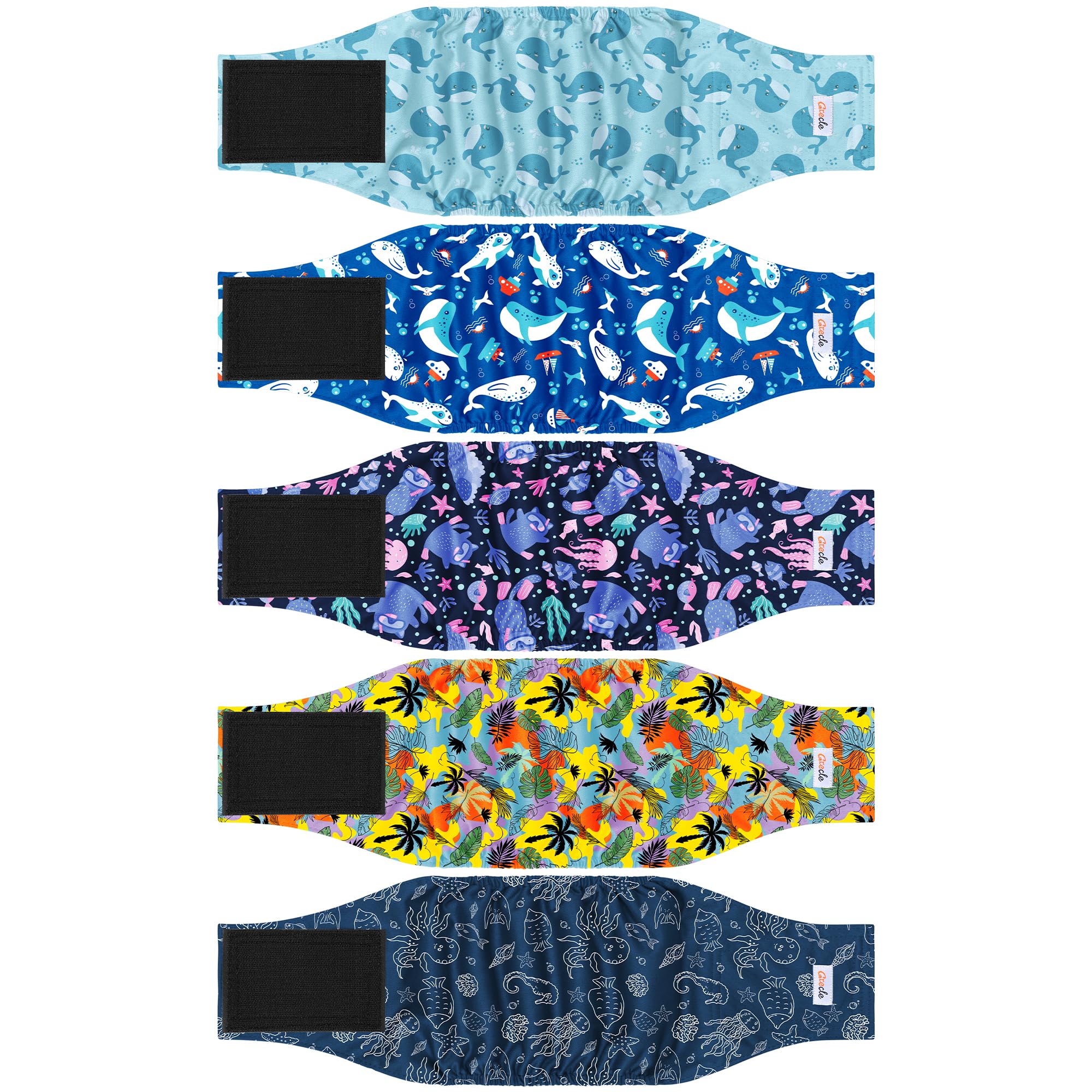Grecle cinq-pack couches chien mâle motifs variés pour usage quotidien