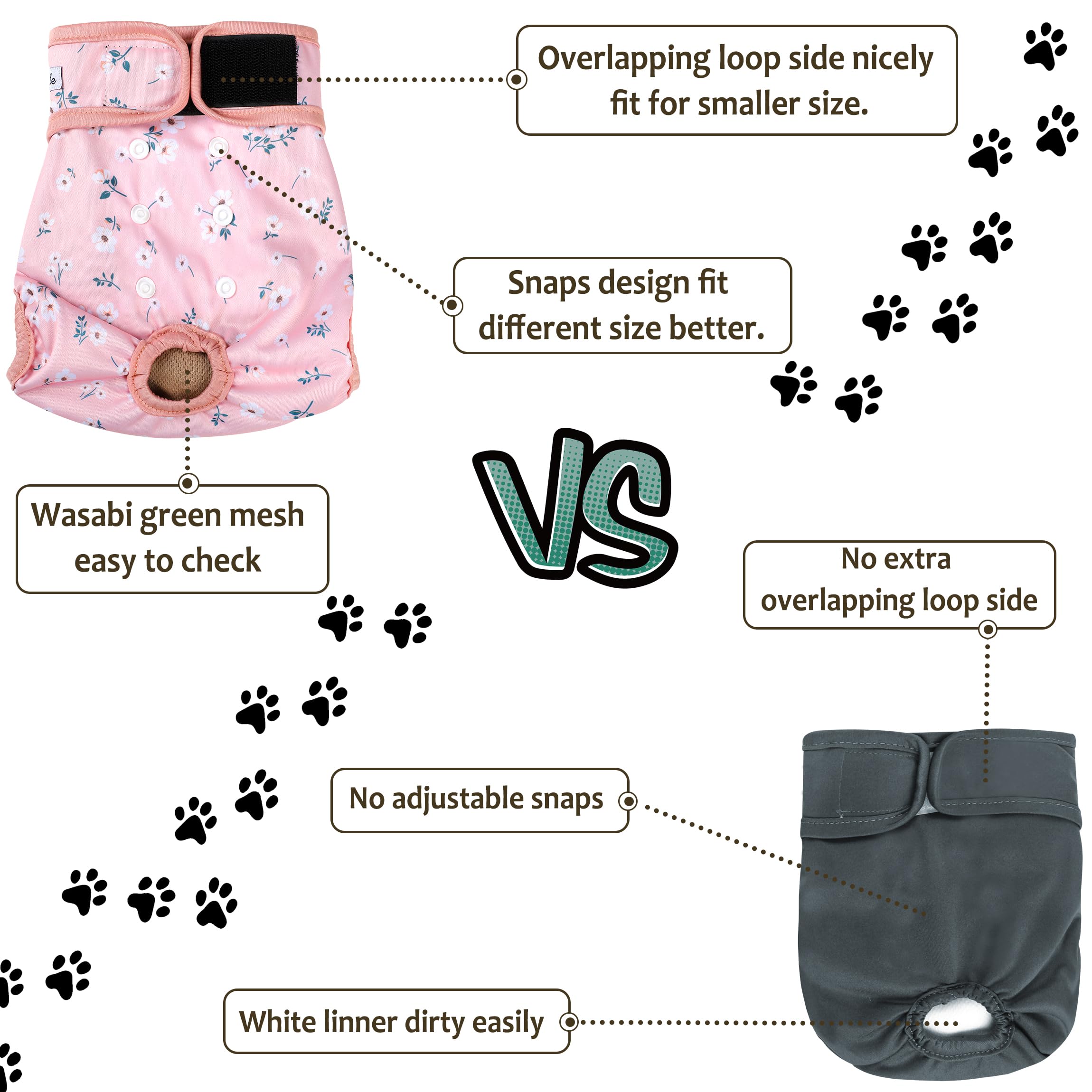 Grecle couches-chien-femelle utilisations multiples: chaleur, entraînement et incontinence