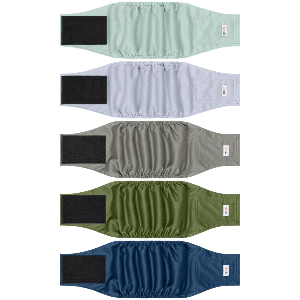 Bandes ventrales Grecle, ensemble de 5 motifs pour chien mâle, pratique et polyvalent.