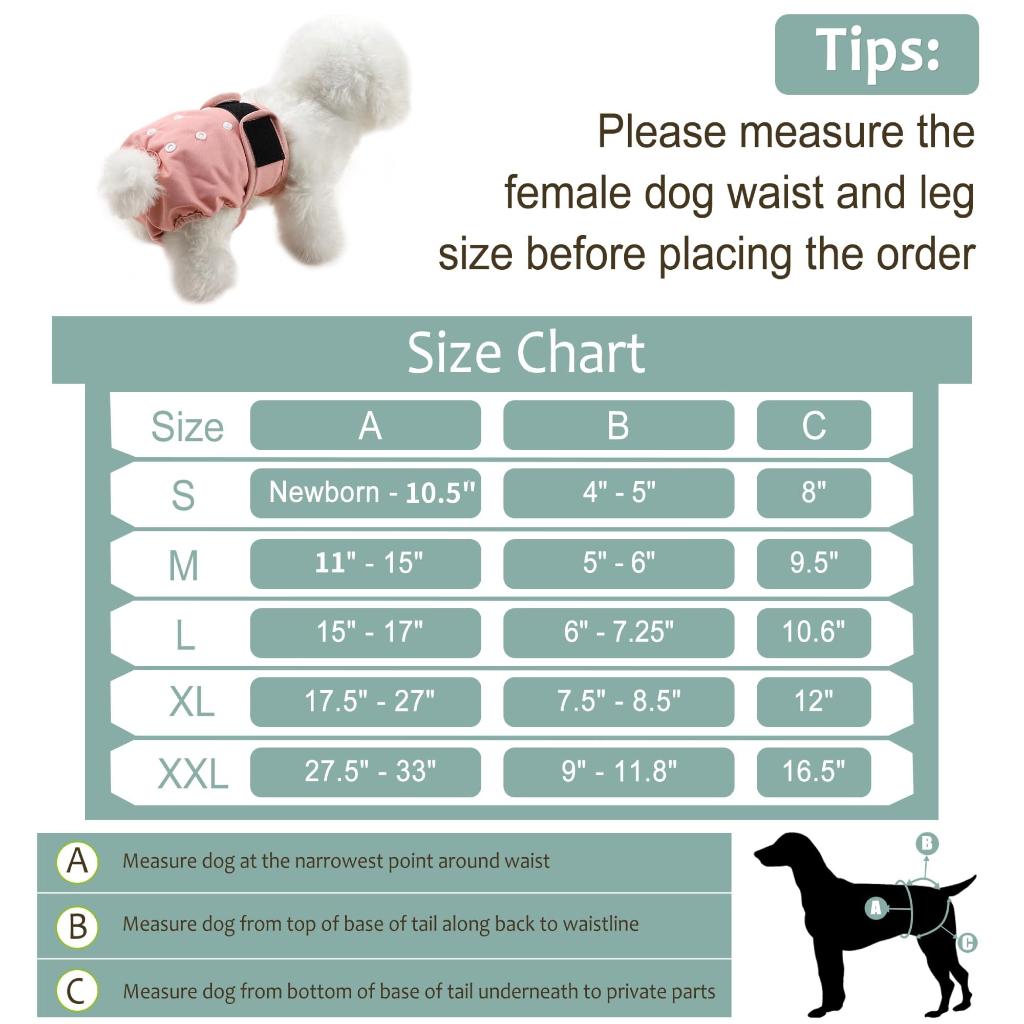Couches Grecle avec snaps ajustables pour chienne rose XL, ajustement précis.