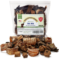 Green Butterfly Brands Tail Mix emballage, friandises naturelles pour l'entraînement.