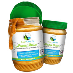 Beurre de cacahuète Green Coast Pet avec graines de lin, fibre naturelle pour l'équilibre intestinal.