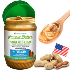 Beurre de cacahuète naturel Green Coast Pet, pot 472 ml, friandise simple et savoureuse.