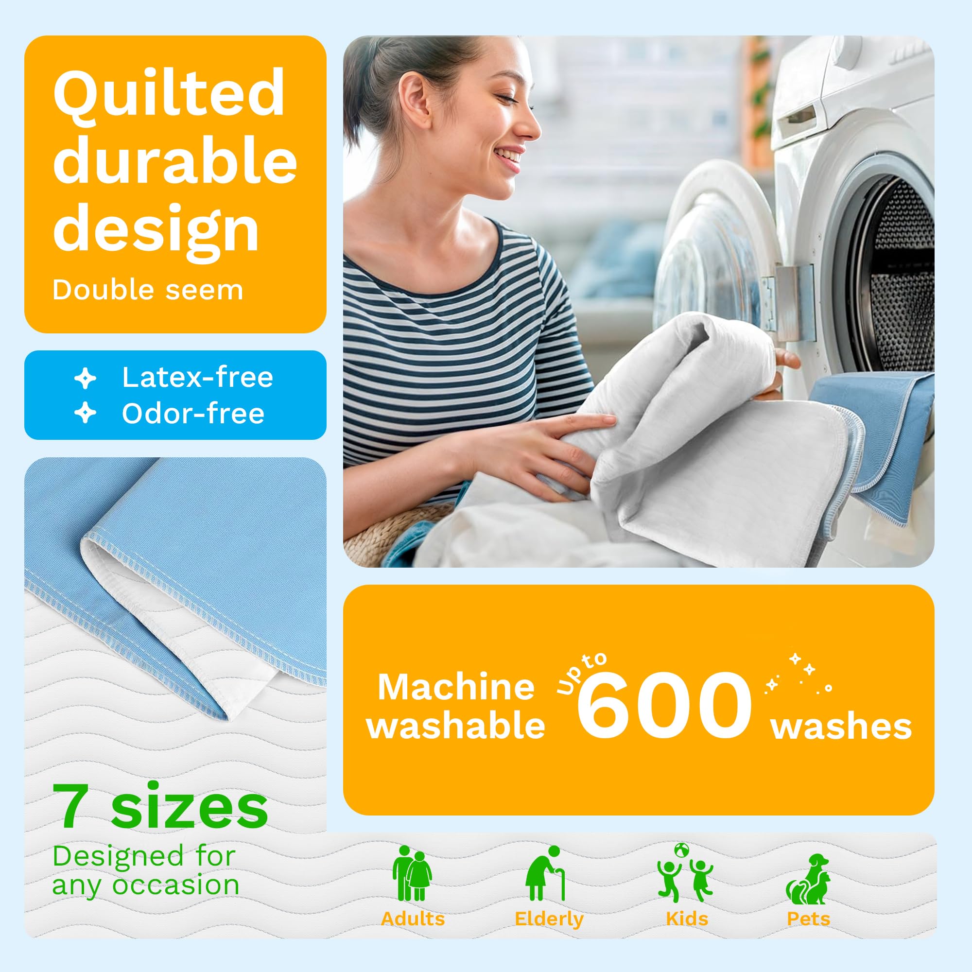 GREEN LIFESTYLE protection quiltée anti-fuite 48x48 pour lit et matelas.