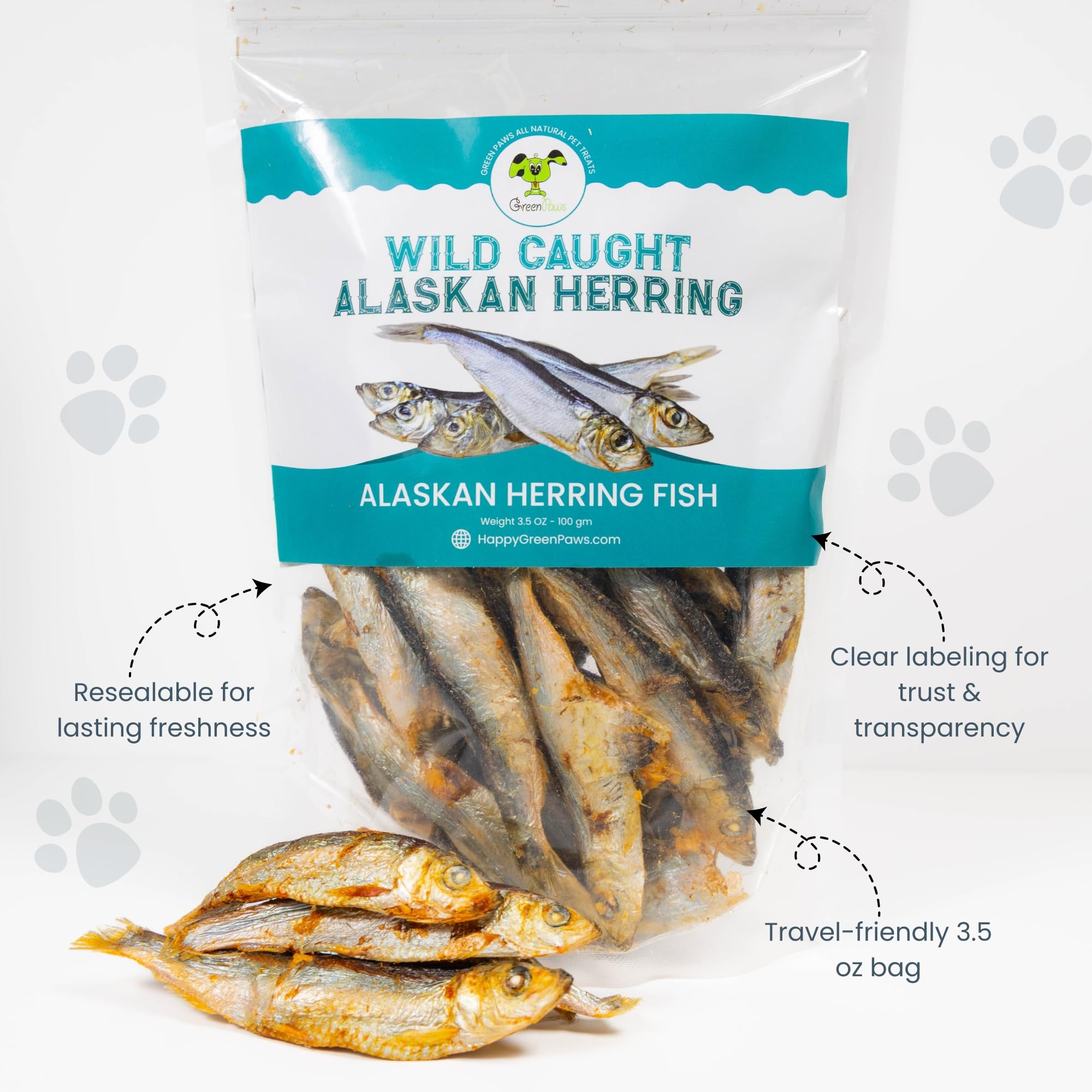 green paws hareng 100% Alaska, collation naturelle et satisfaisante