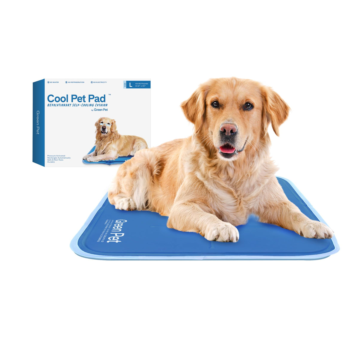 The Green Pet Shop Tapis Auto-Refroidissant bleu grand pour chiens et chats.