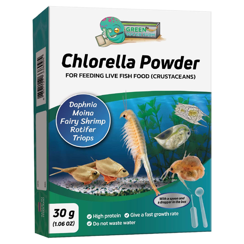 GREEN WATER FARM Poudre chlorelle concentrée dans emballage pratique pour crustacés