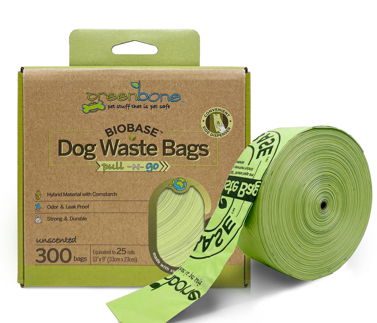 Greenbone BioBase sacs-poubelle sur rouleau 300, pratique pour les sorties quotidiennes