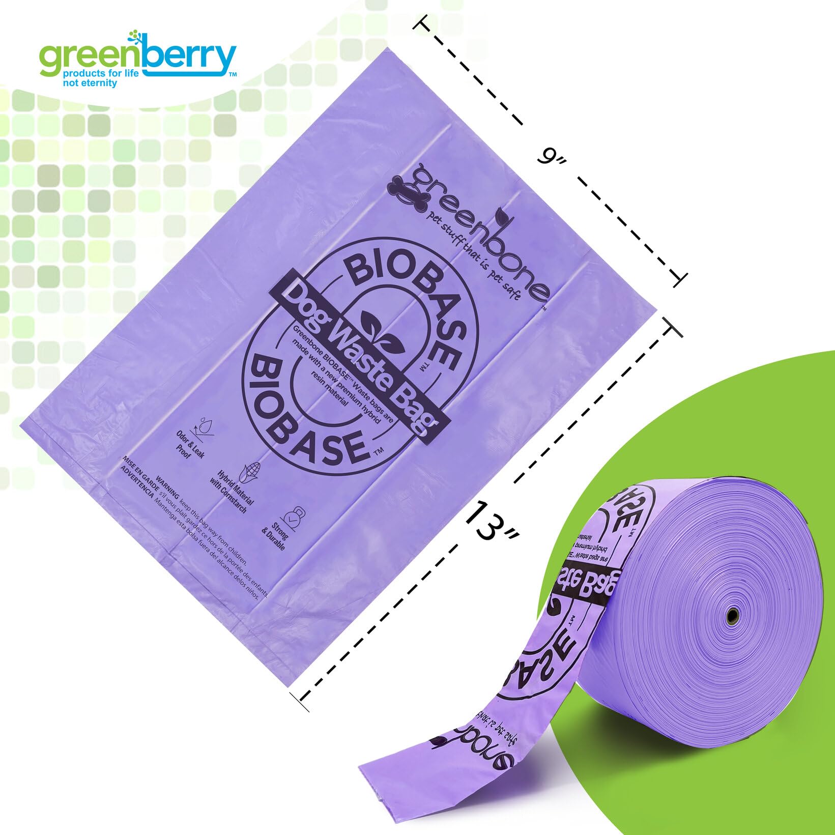 Greenbone BioBase sacs crottes lavande prêt à être inséré dans le distributeur domestique.