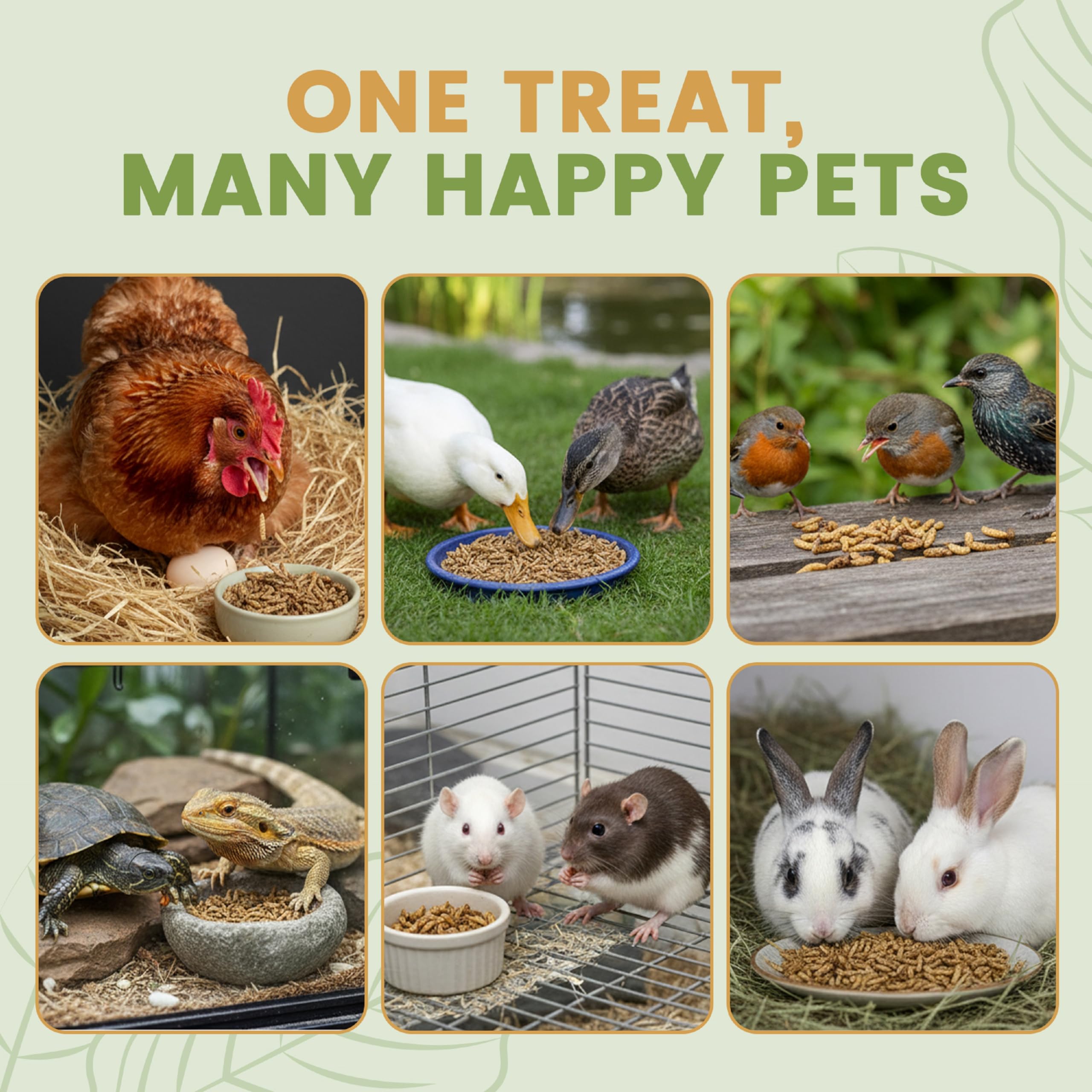 Greenest treats larves-noires-seches-proteine-calcium, soutien naturel des œufs et plumage.