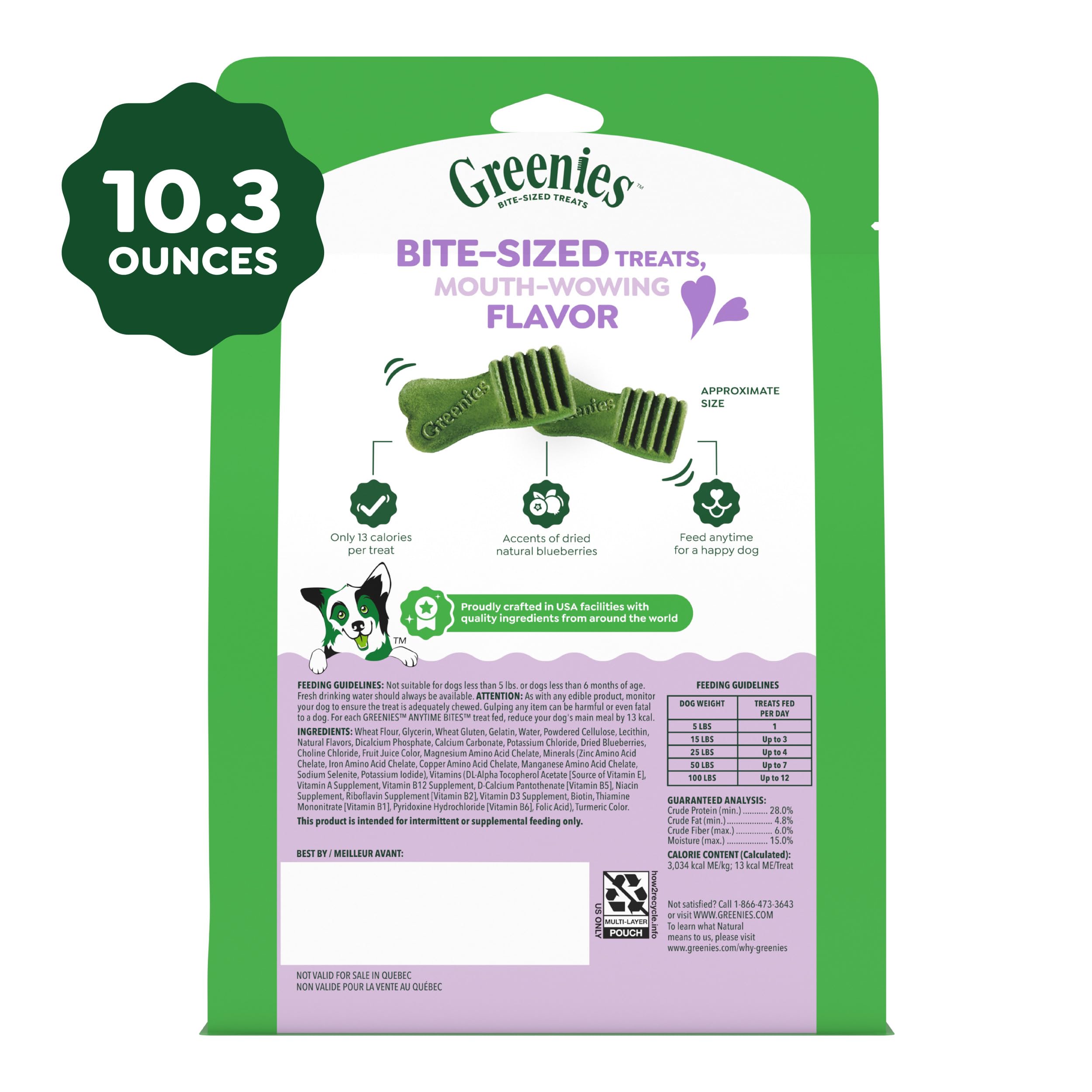 Greenies Anytime Bites ravissent les chiens actifs et gourmands.