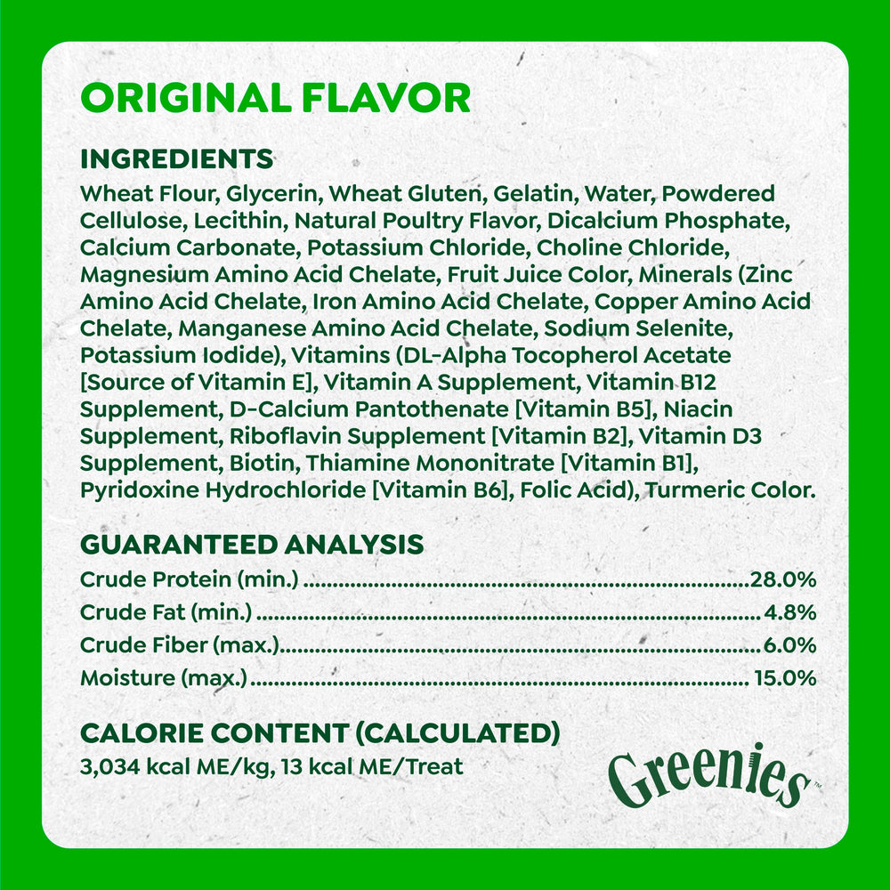 Greenies Anytime Bites goût original, saveur qui attire les chiens.