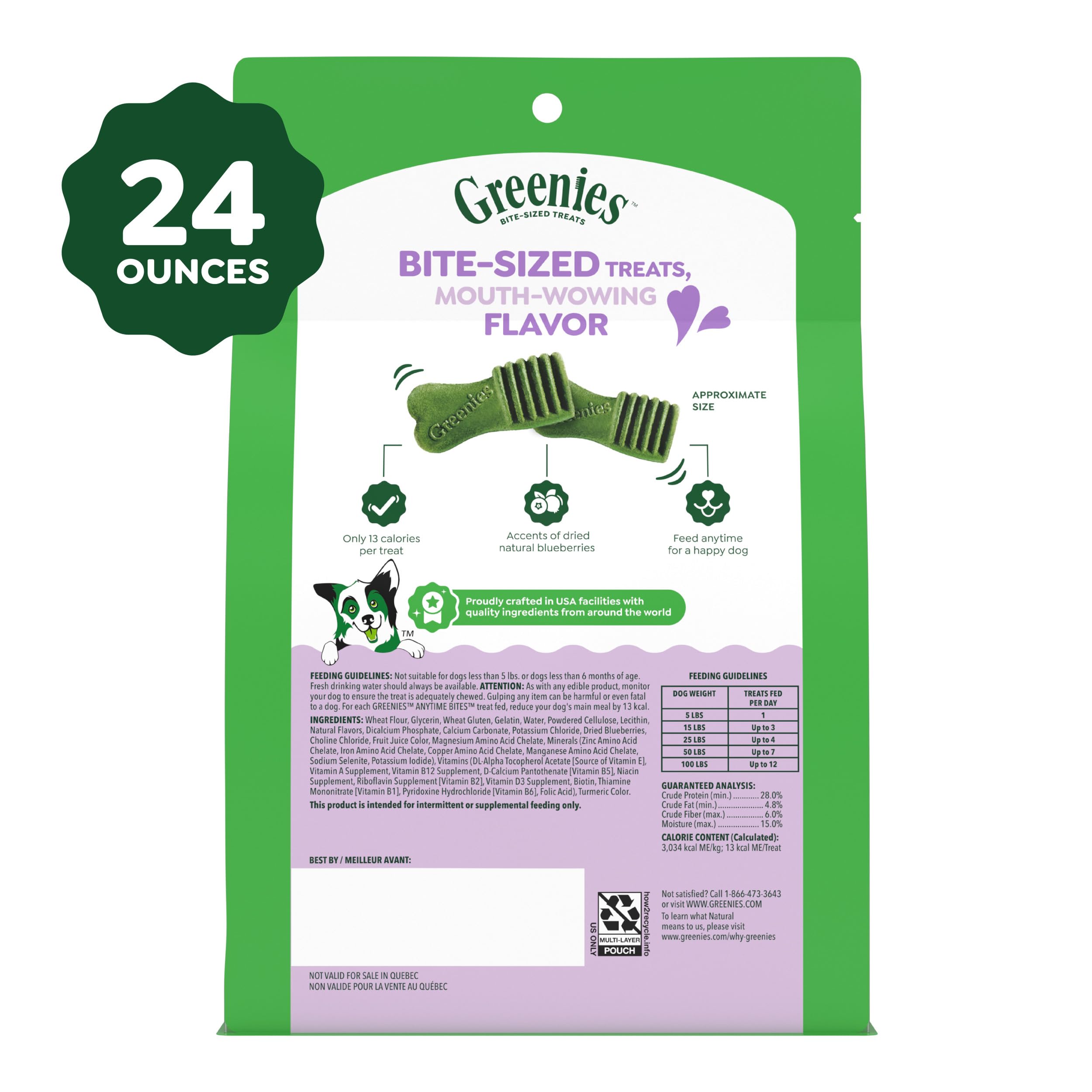 Greenies Anytime Bites, récompense gourmande saveur myrtille.